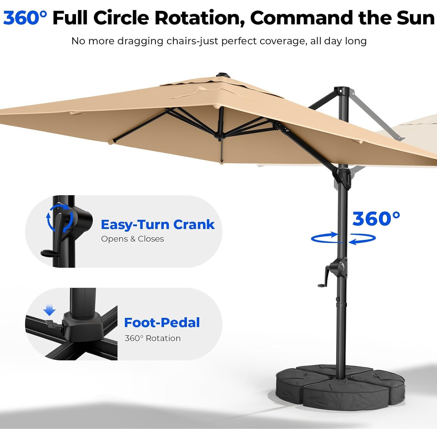 Outdoor Furniture Umbrella - مظلة فناء كانتيليفر 10×10 قدم للاستخدام