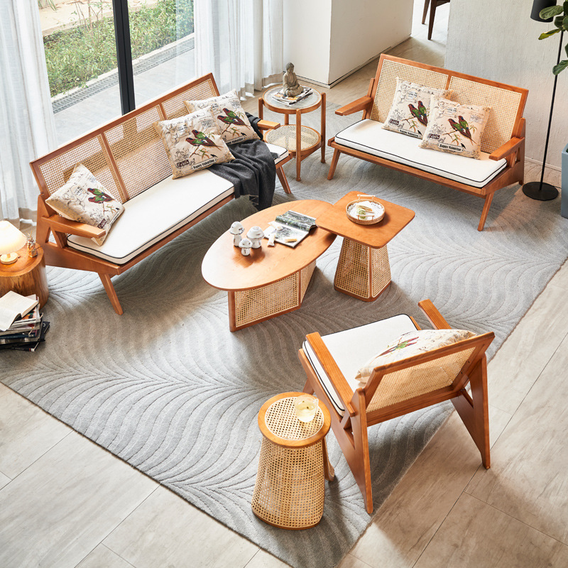 Outdoor Furniture Japanese Style - طقم أريكة من الخيزران الاسكندنافي المصمم