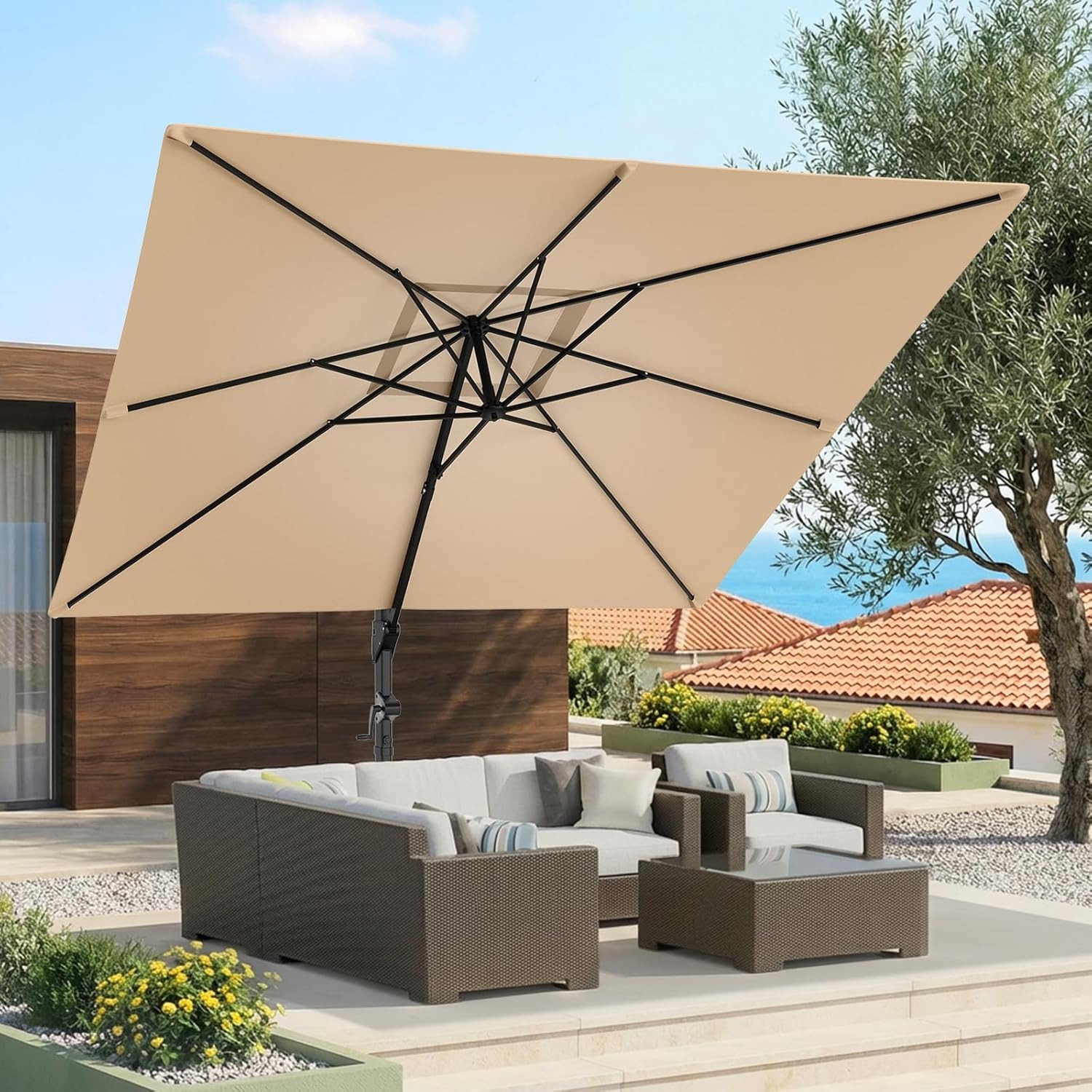 مظلة فناء كانتيليفر 10×10 قدم  - مراجعة Outdoor Furniture Umbrella وسعره