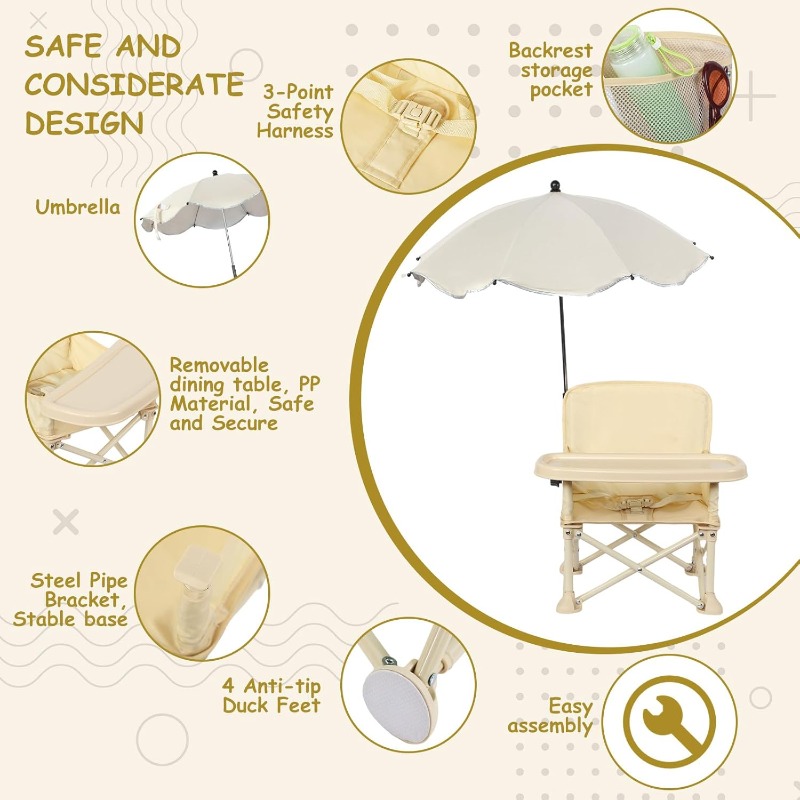 كرسي شاطئ للأطفال مع مظلة ومسن - مراجعة Folding Picnic Table وسعره