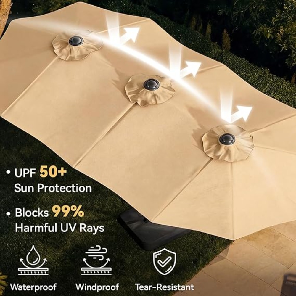 مظلة فناء 15 قدم مع قاعدة متضم - مراجعة Outdoor Furniture Umbrella وسعره