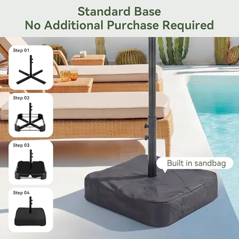 مظلة فناء 15 قدم مع قاعدة متضم - مراجعة Outdoor Furniture Umbrella وسعره