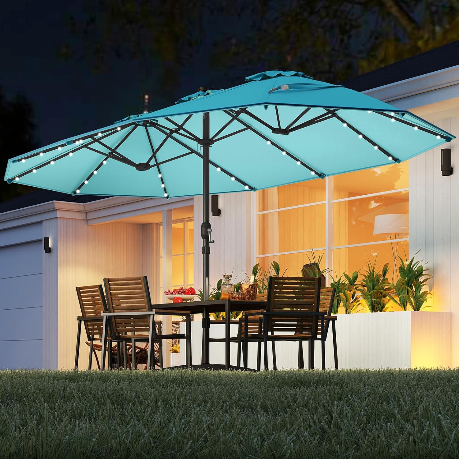 مظلة شمسية مزدوجة الجوانب بطول - مراجعة Outdoor Furniture Umbrella وسعره