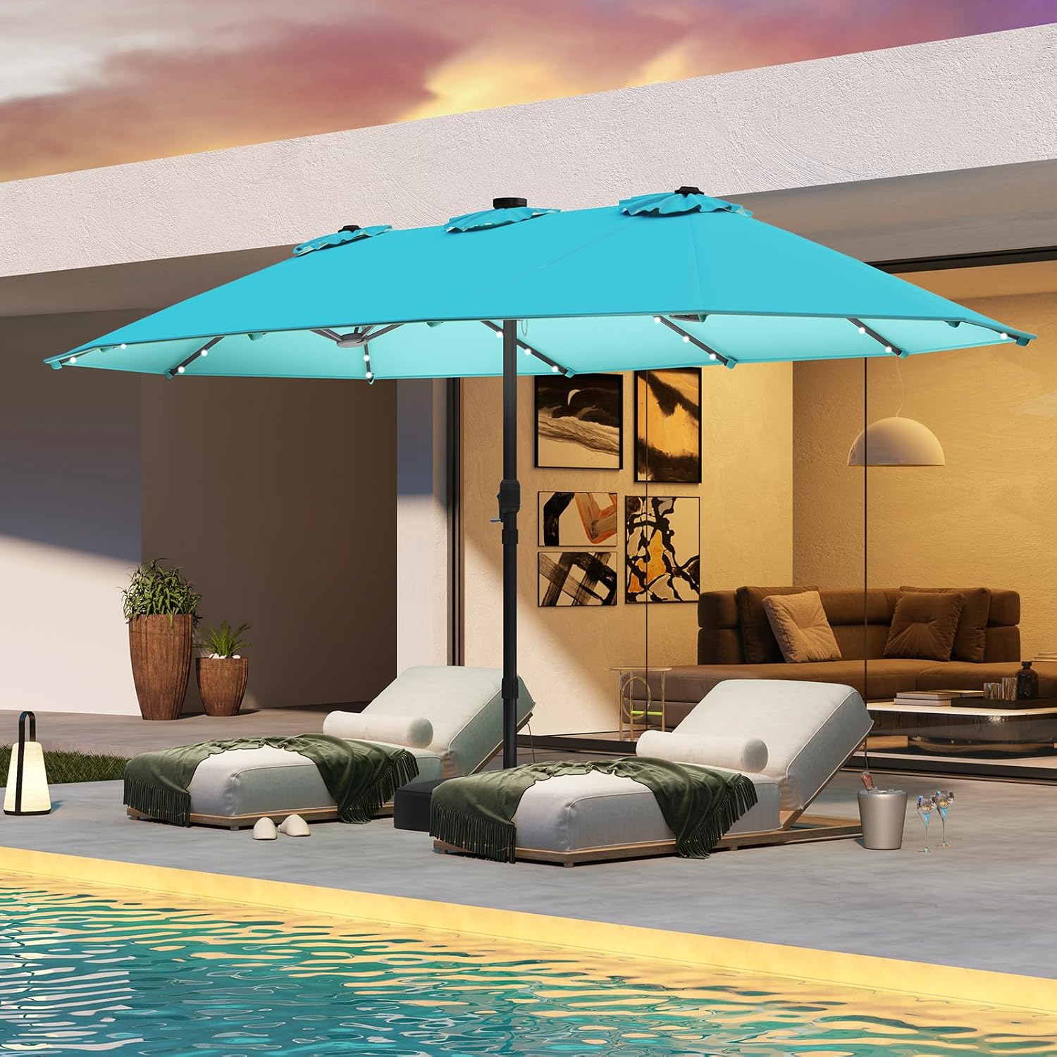 مظلة شمسية مزدوجة الجوانب بطول - مراجعة Outdoor Furniture Umbrella وسعره