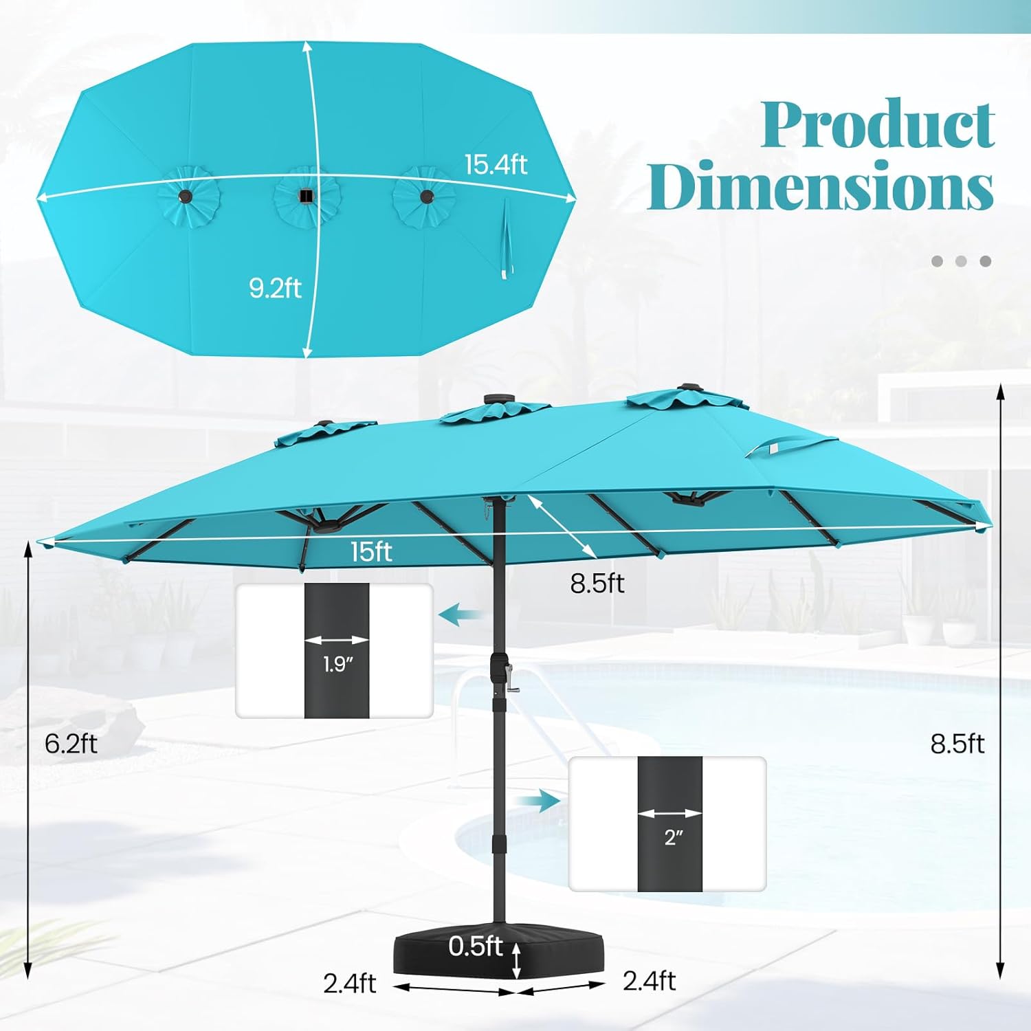 مظلة شمسية مزدوجة الجوانب بطول - مراجعة Outdoor Furniture Umbrella وسعره
