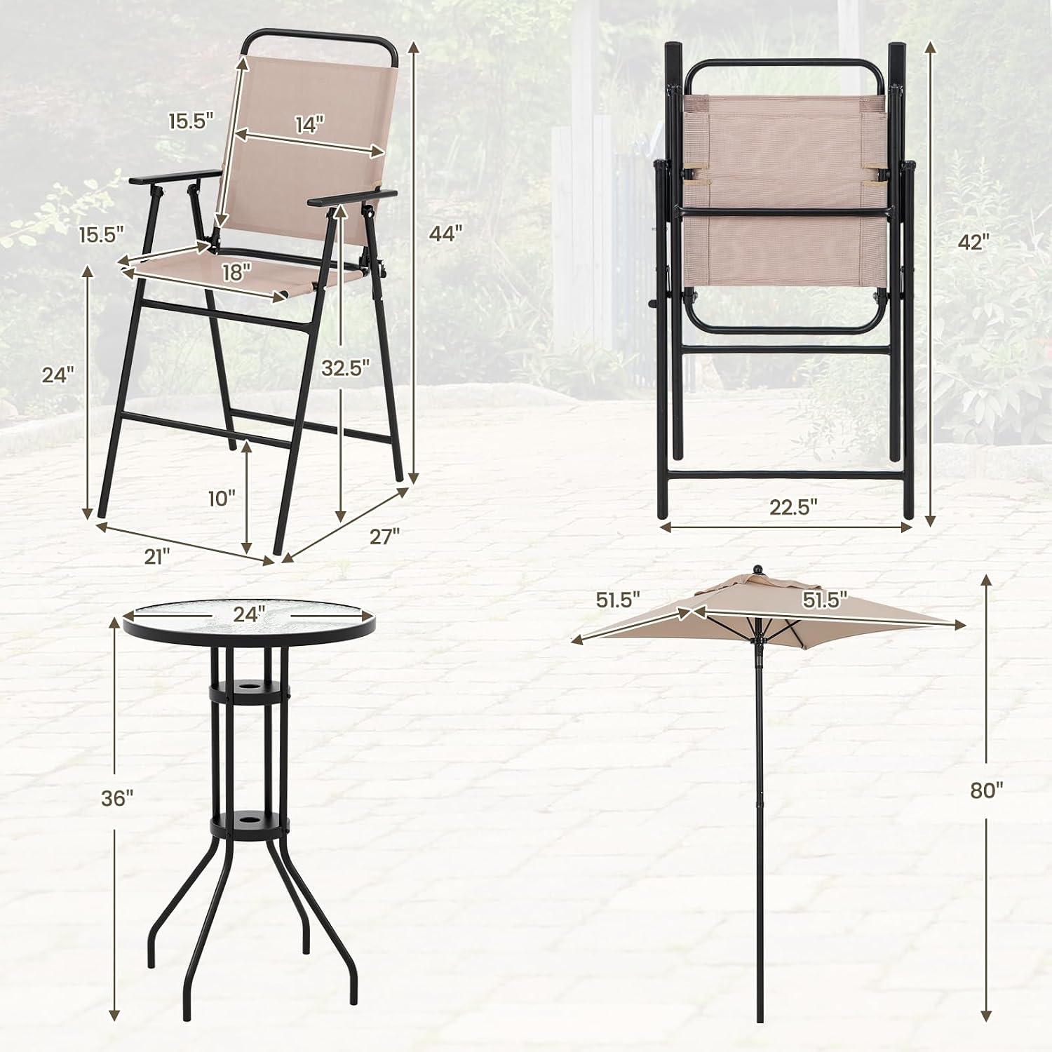 طقم بار خارجي من 4 قطع، طاولة  - مراجعة Outdoor Furniture Umbrella وسعره