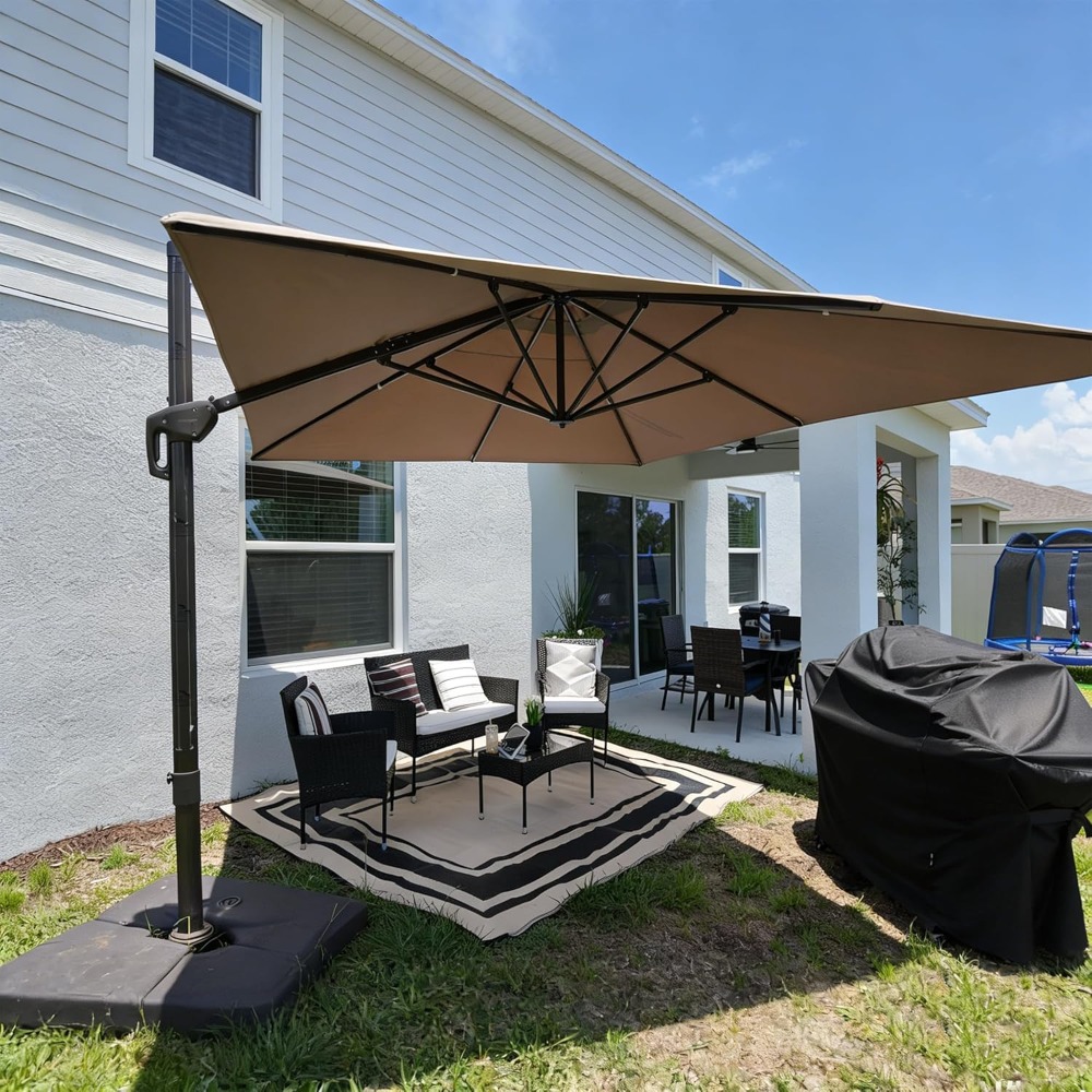 مظلة فناء مستطيلة الشكل قابلة  - مراجعة Outdoor Furniture Umbrella وسعره