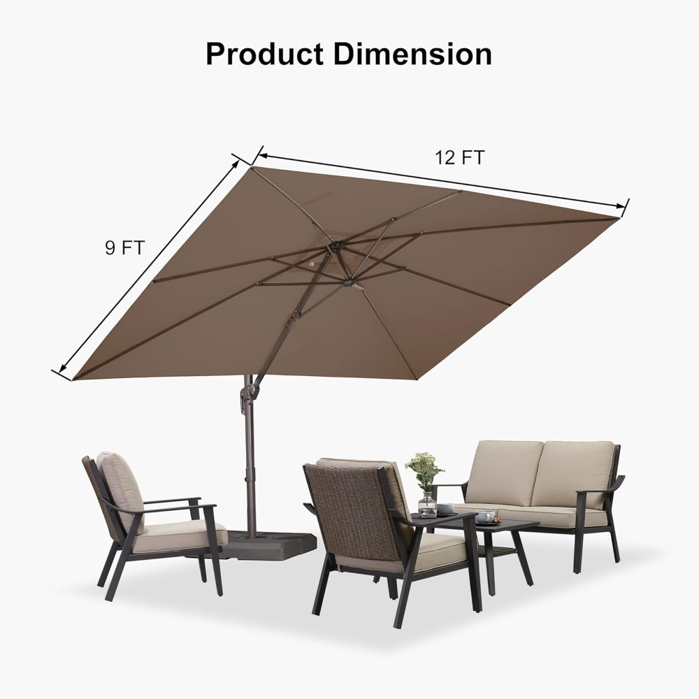 مظلة فناء مستطيلة الشكل قابلة  - مراجعة Outdoor Furniture Umbrella وسعره