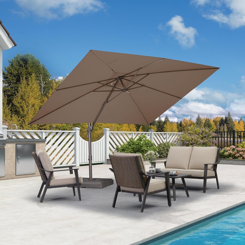 مظلة فناء مستطيلة الشكل قابلة  - مراجعة Outdoor Furniture Umbrella وسعره